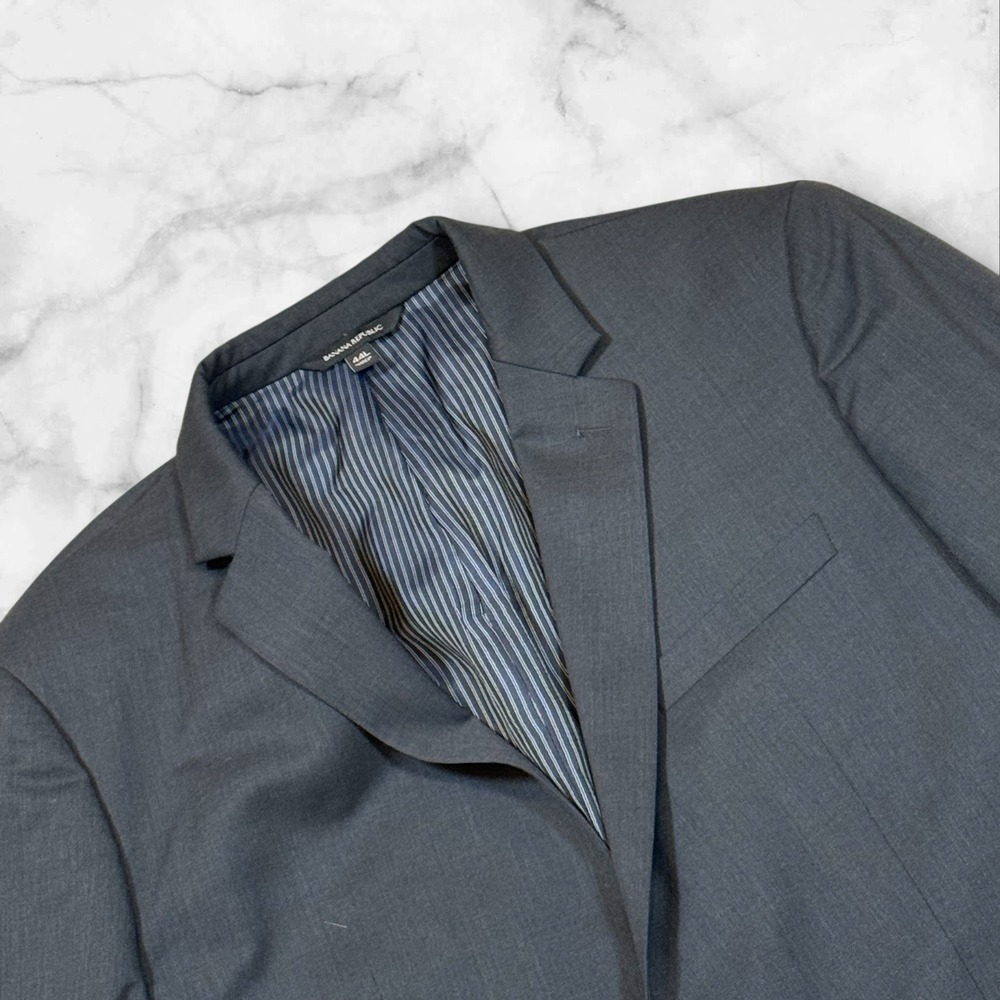 Banana Republic Marzotto Men‎ 44L Slim Charcoal Super 120s Wool Jacket Italian